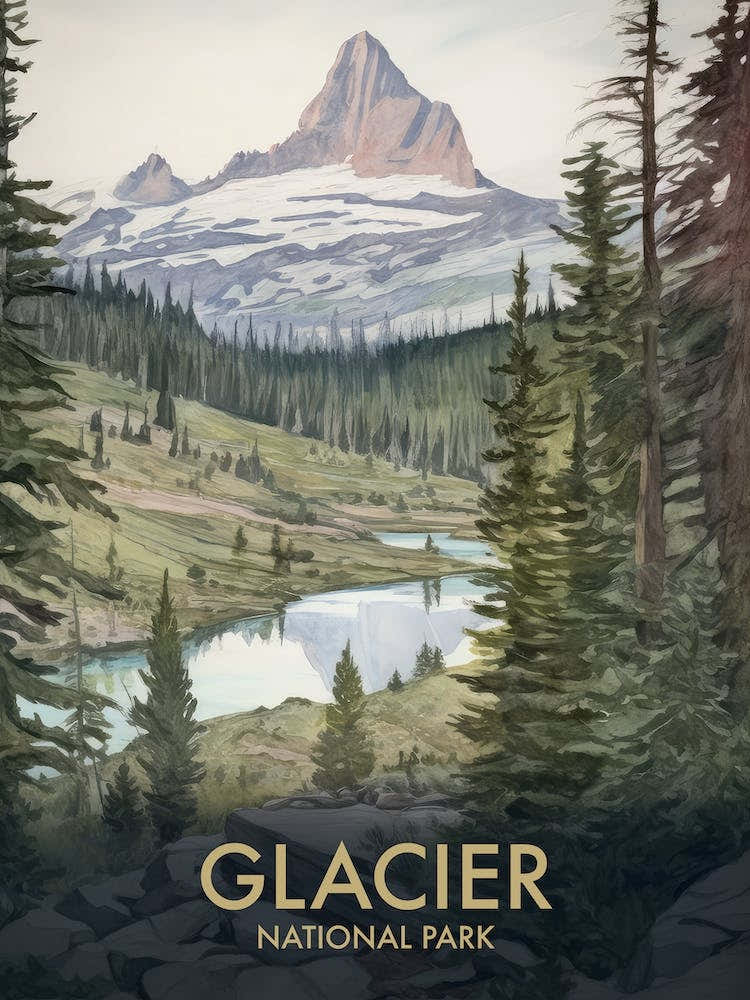 Glacier National Park Vintage Travel Poster 6