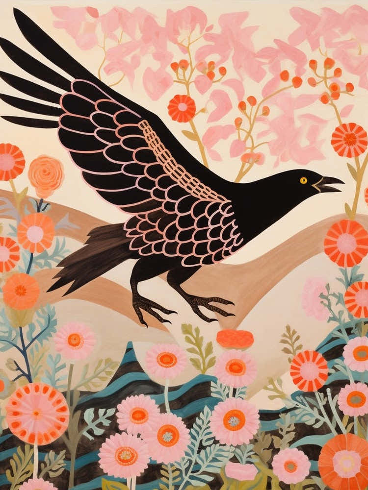 Maximalist Bird Painting Crow 1
