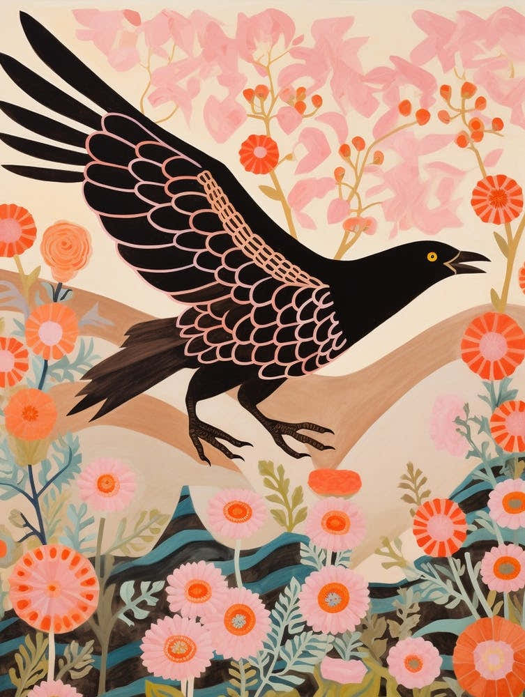 Maximalist Bird Painting Crow 1
