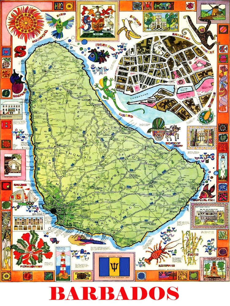 Barbados, Map Of The Island