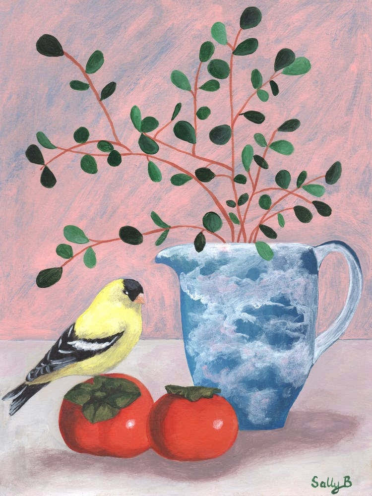 Chinoiserie Bird And Persimmons