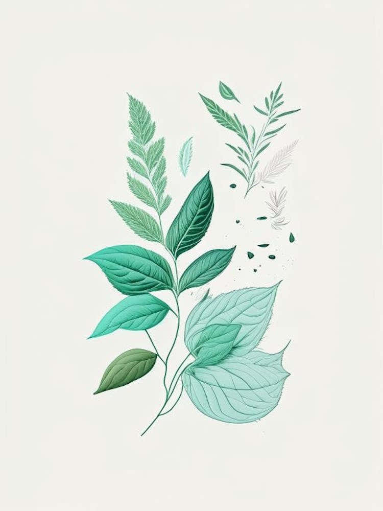Mint Spices And Herbs Minimal Line Drawing 2