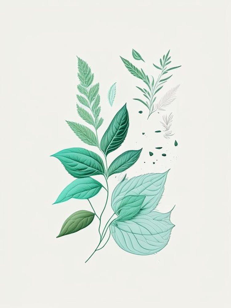 Mint Spices And Herbs Minimal Line Drawing 2