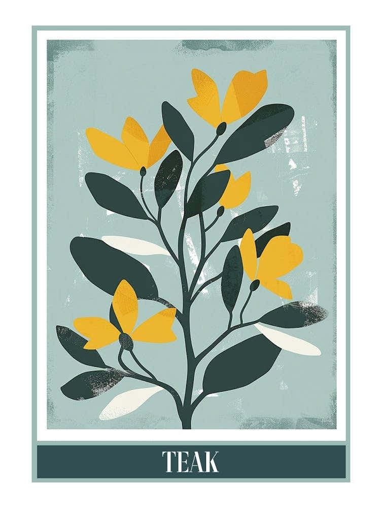 Teak Tree Flat Illustration 1 Poster