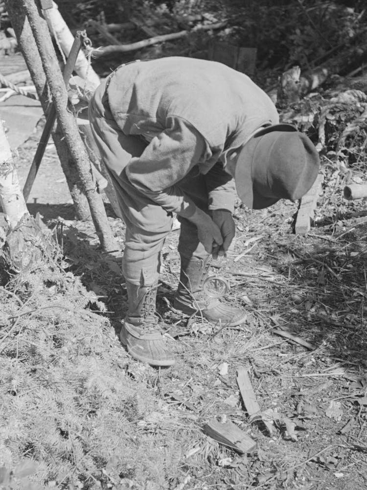 Untitled Photo, Possibly Related To William Besson With A Dip Needle, Near Winton, Minnesota By Russell Lee