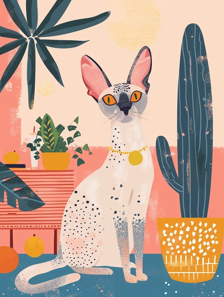 Egyptian Mau Cat Storybook Illustration 3