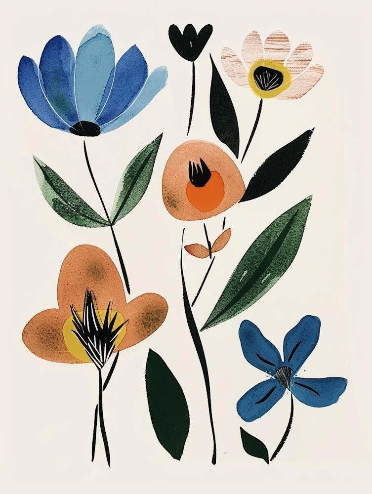 Painted Florals Flax Flower 1