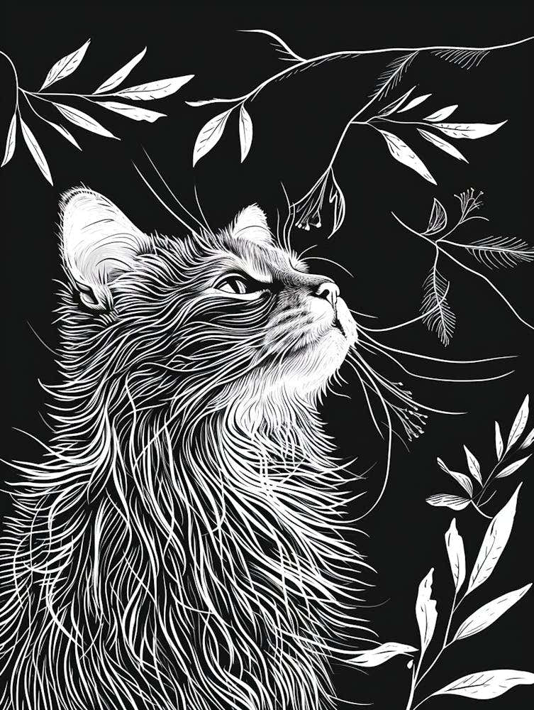 Turkish Angora Cat Minimalist Illustration 2