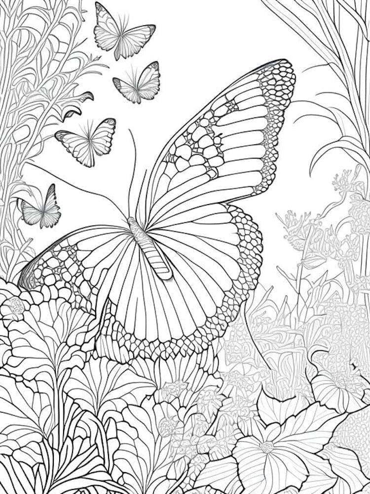 Butterfly In Garden William Morris Inspired 1