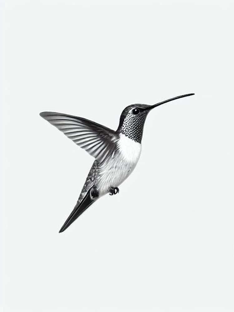 Hummingbird B&W Pencil Drawing 4 Bird
