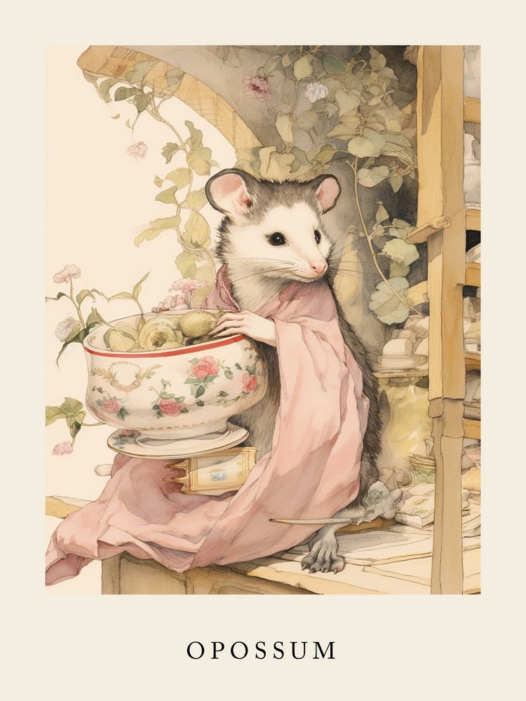 Beatrix Potter Inspired  Animal Watercolour Opossum 1
