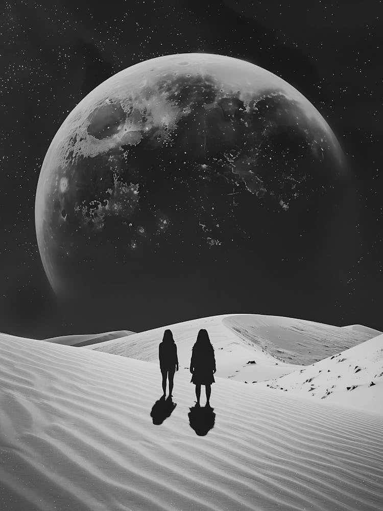 Two People Walking In The Desert