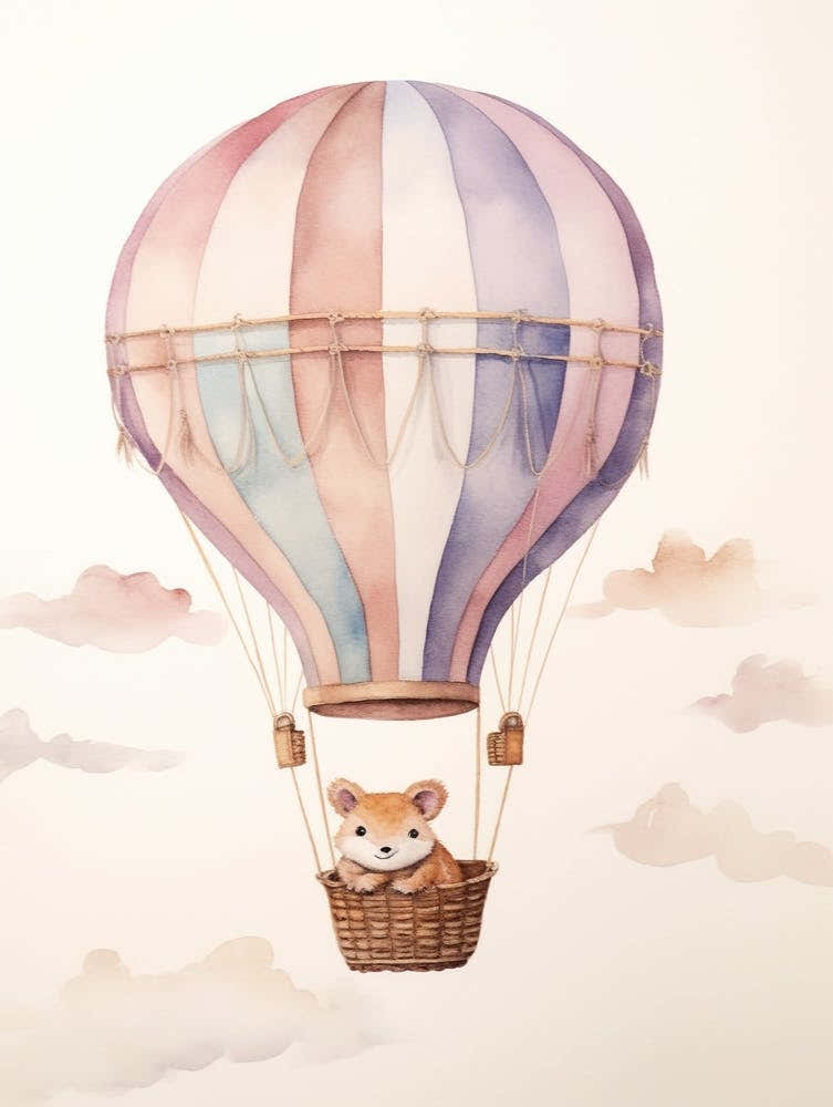 Baby Hedgehog 1 In A Hot Air Balloon