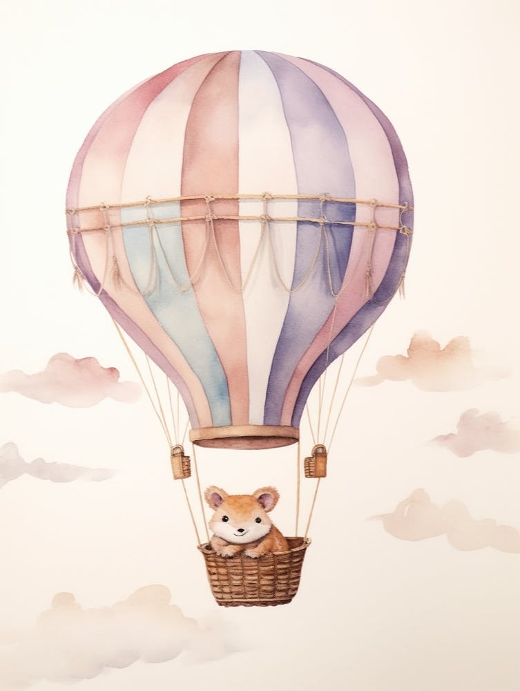 Baby Hedgehog 1 In A Hot Air Balloon