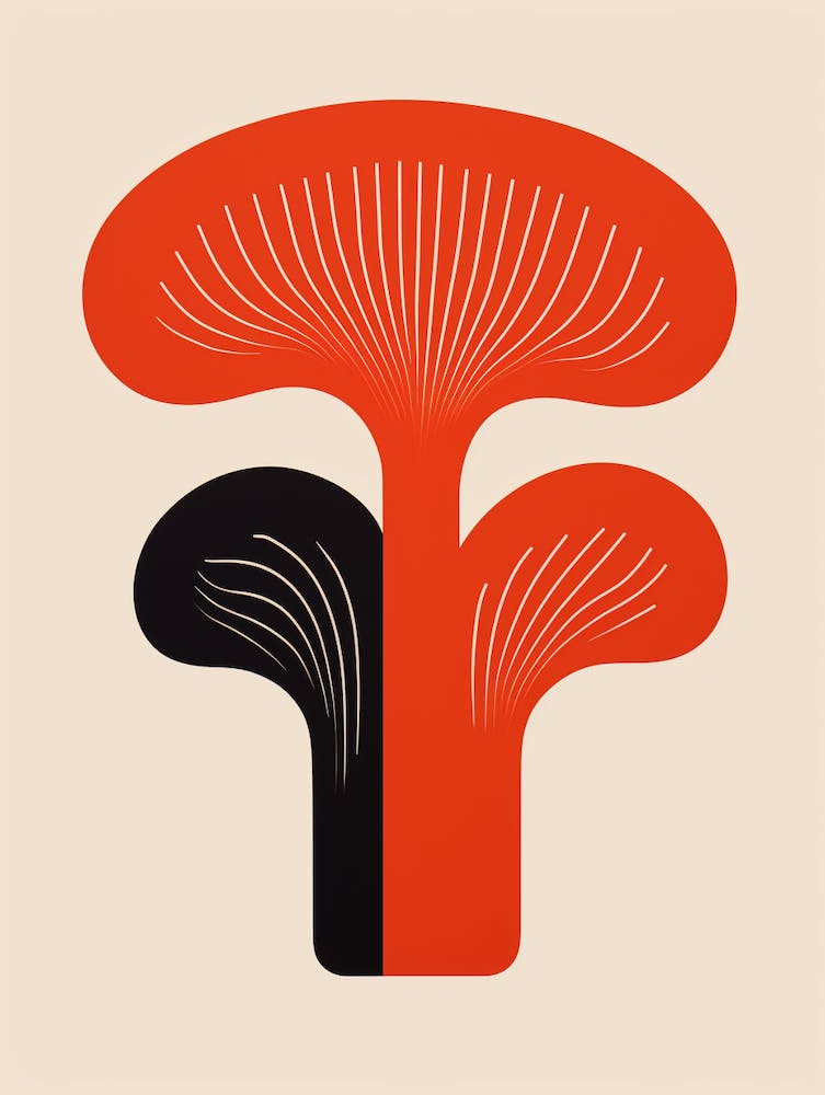 Matisse Inspired Abstract Minimalism Mushrooms Kitchen Poster 1
