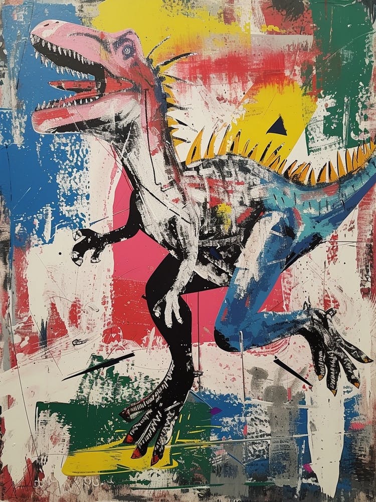 Abstract Paint Splash Primary Colour Dinosaur 7