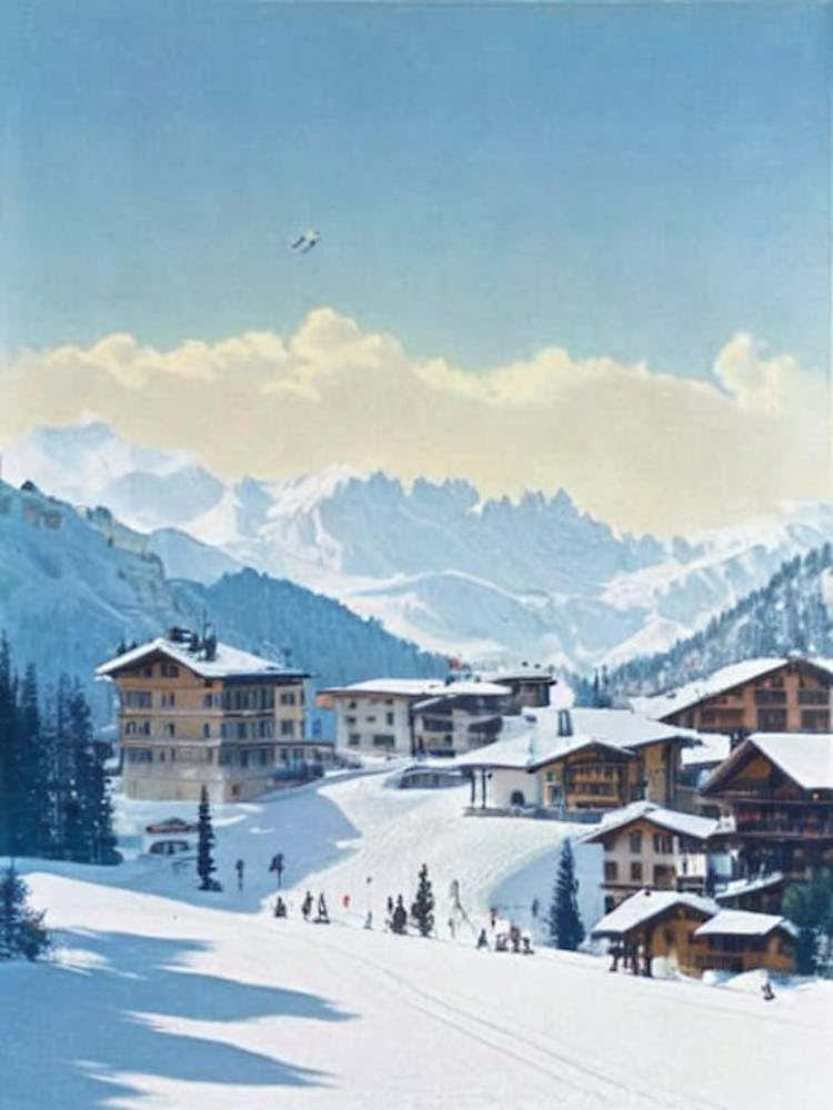 Cortina D'Ampezzo, Italy Vintage 2 Skiing Poster