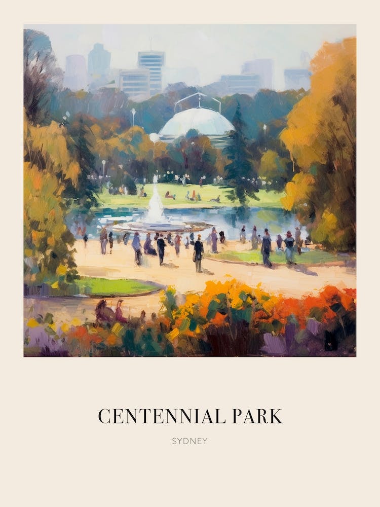Centennial Park Sydney Australia Vintage Cezanne Inspired Poster