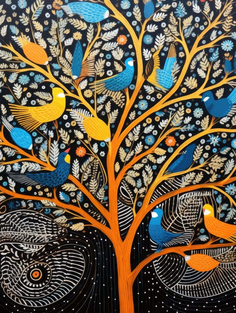 Birds Are Flying Around In The Picture In The Styl B44651ae Eb28 4ea0 B0b3 9c29294da8c4 Gigapixel Standard Scale 4 00x