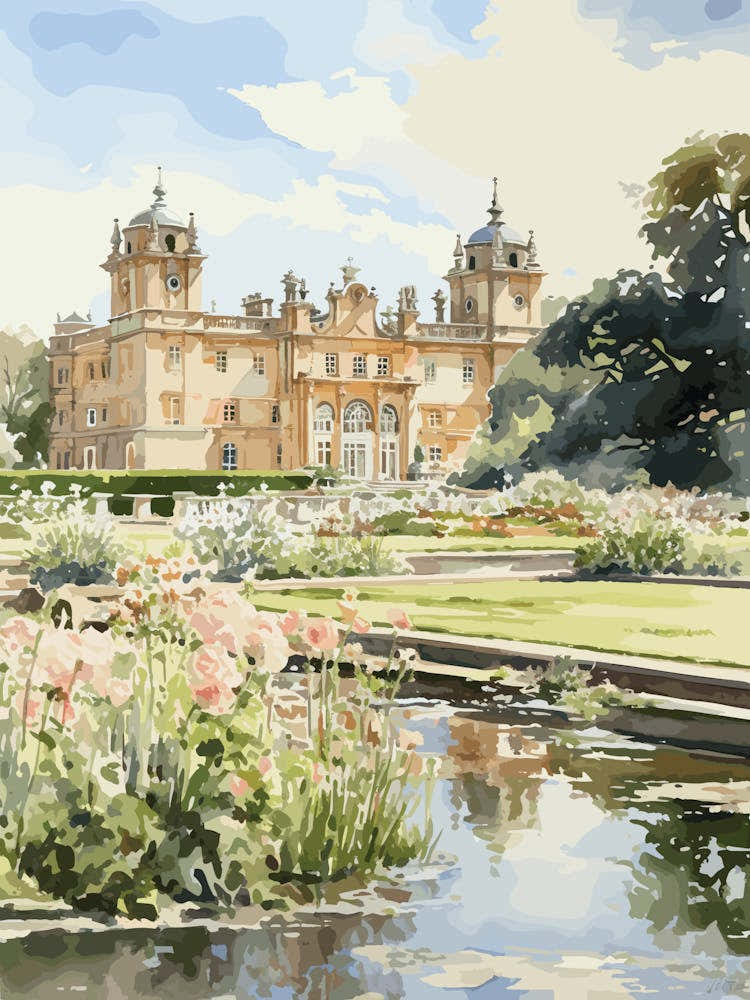 Blenheim Palace Gardens Uk Watercolour 2