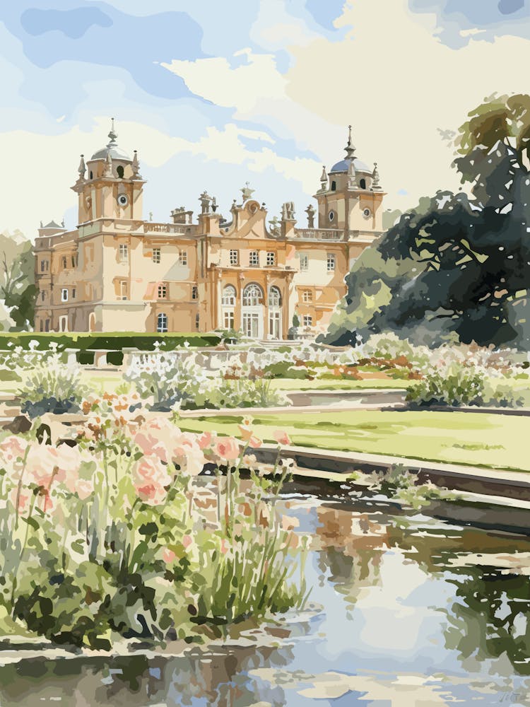Blenheim Palace Gardens Uk Watercolour 2