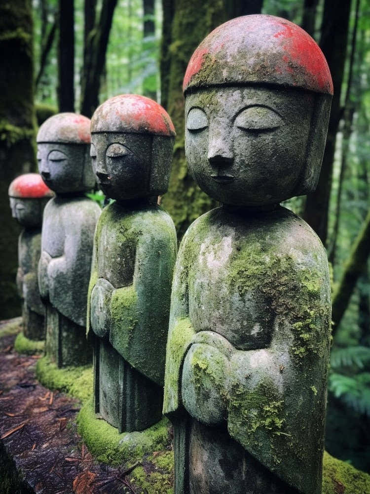 Jizo Statues Japanese Style Illustration 4