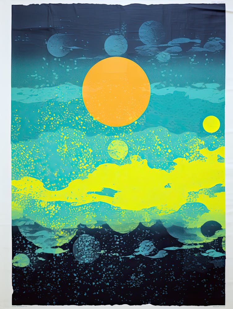 Luminous Ripples Abstract Cosmic Surrealism