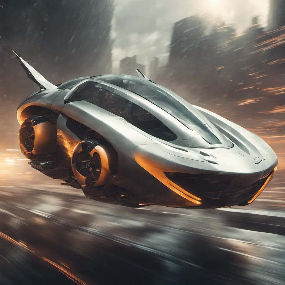 312696 Futuristic Flying Car With Smooth Lines, Shot In A Xl 1024 V1 0