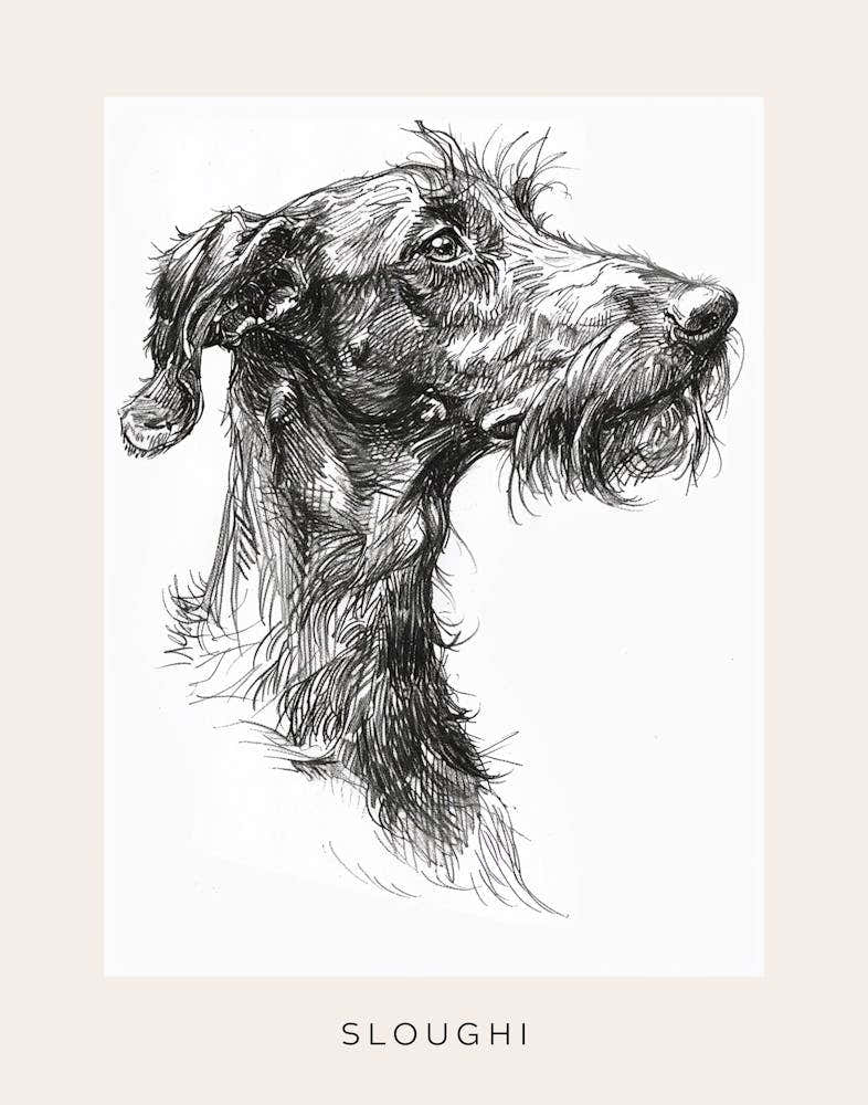 Sloughi Dog Line Sketch 1 Poster