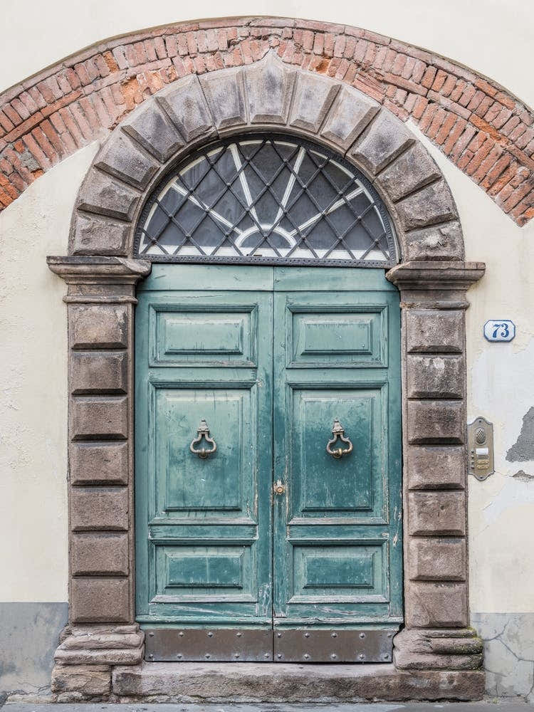 Wooden Vintage Green Door In Italy