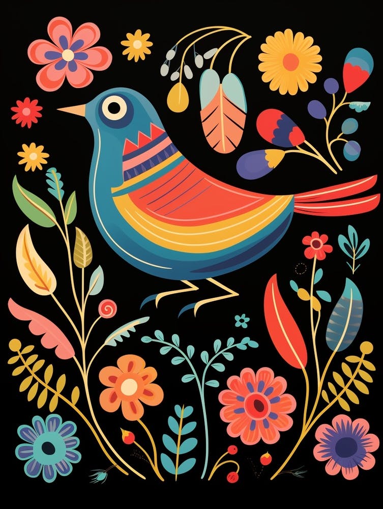 Folk Bird Illustration Cowbird 3