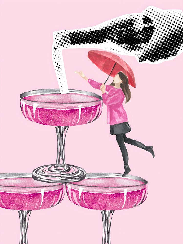 Woman Pours A Pink Cocktail