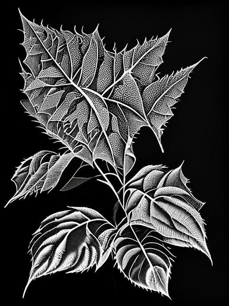 Pokeweed Leaf Linocut 1
