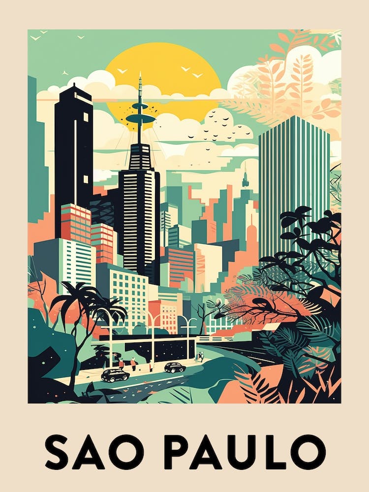 Sao Paulo 3 Vintage Travel Poster