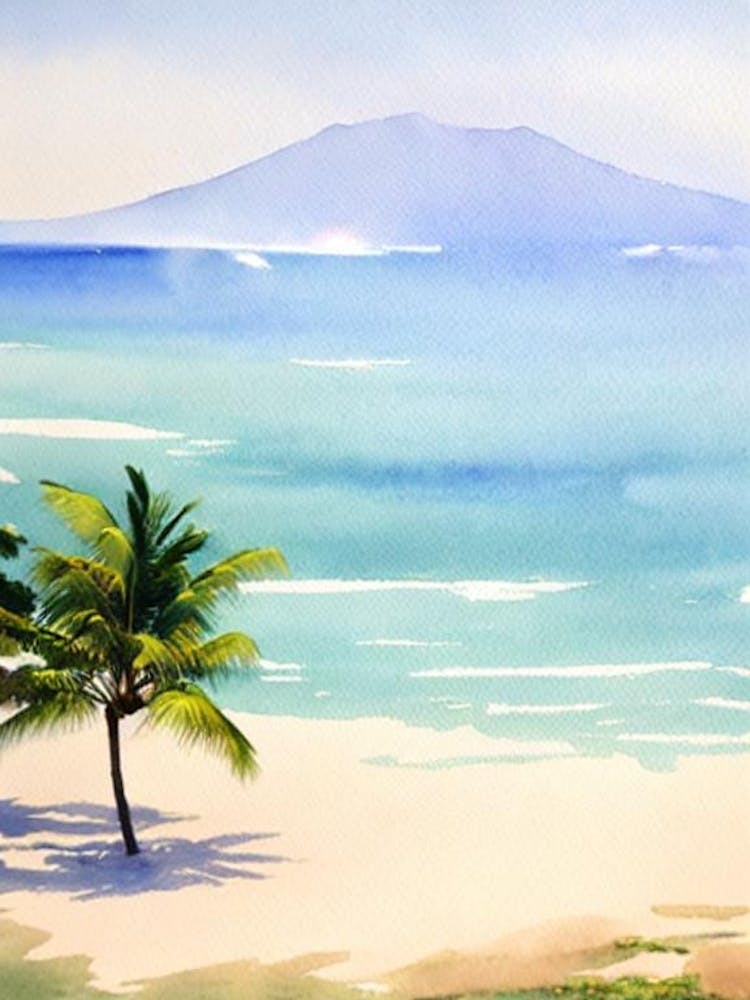 Seminyak Beach, Bali, Indonesia Watercolour