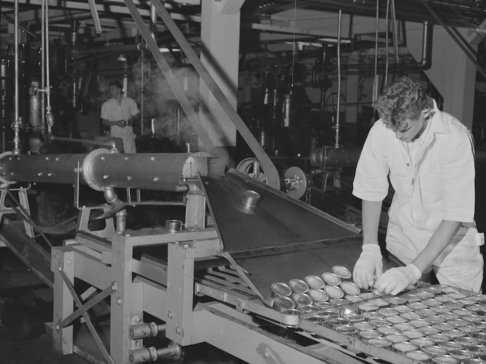 Canned Tuna Coming From Sterlizing Compartment, It Will Next Be Cooked For An Hour, Columbia River Packing