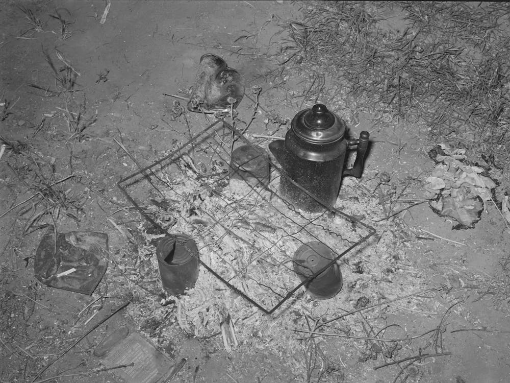 Camp Fire Of Migrant Workers Near Prague Oklahoma,Lincoln County By Russell Lee