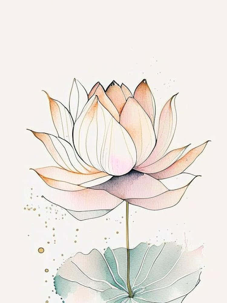 Lotus Flower Pattern Minimal Watercolour 2