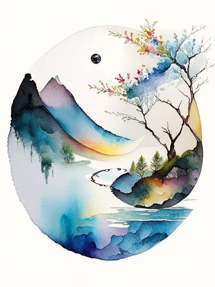 Landscapes 2 Yin And Yang Watercolour