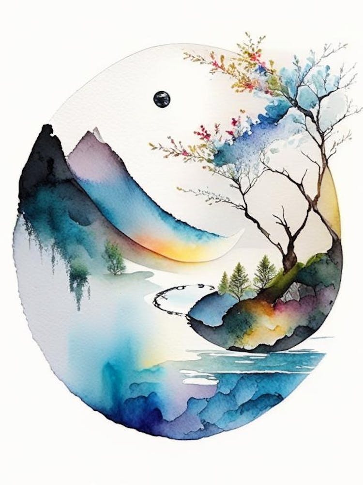 Landscapes 2 Yin And Yang Watercolour