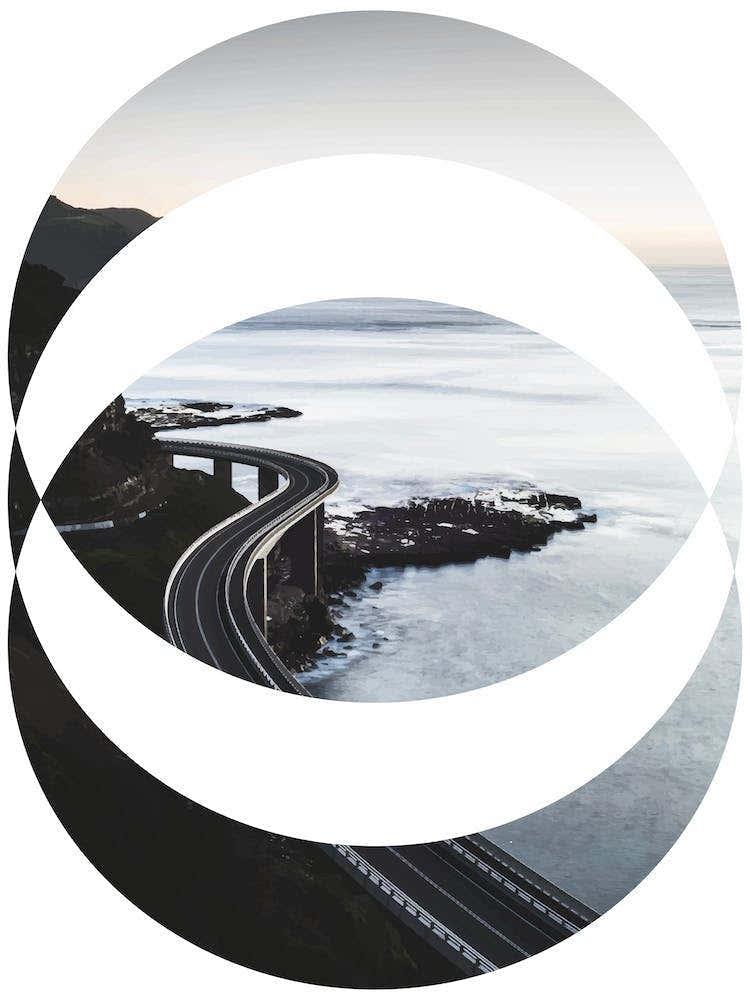 Oval Black Road Abstract