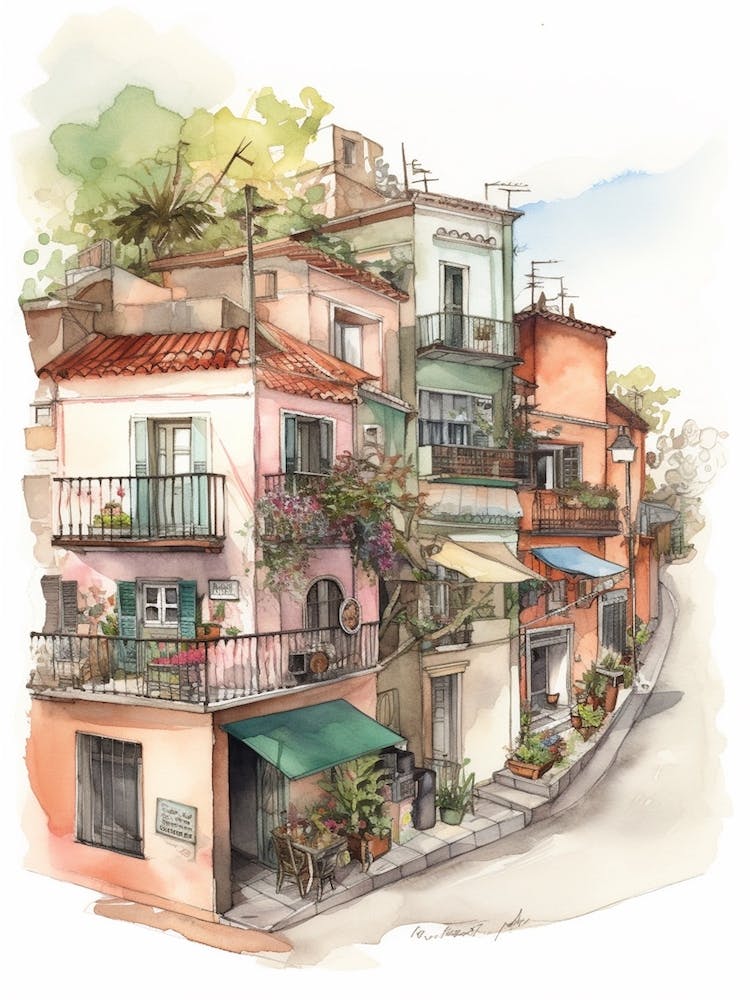 Mataderos Buenos Aires Neighborhood, Watercolour 3