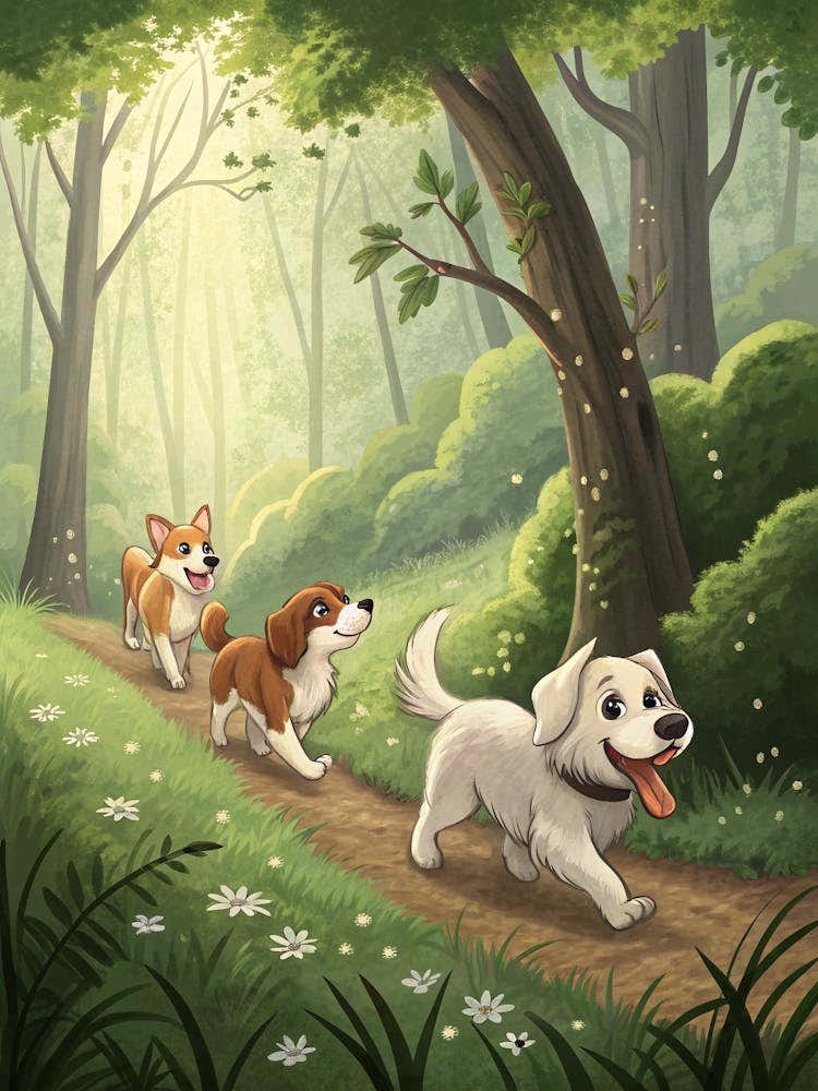 Dogs In The Woods
