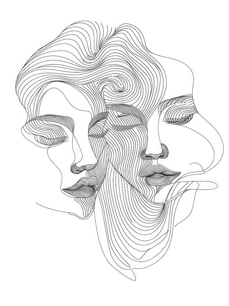 Women Portraits In Line 6