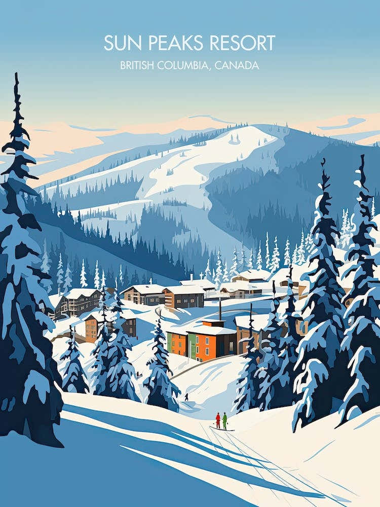 Poster Of Sun Peaks Resort   British Columbia, Canada, Ski Resort Illustration 3