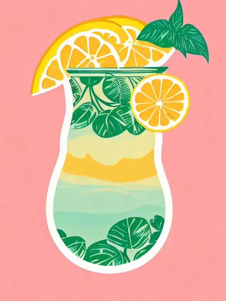 Long Island Iced Tea Retro Pink Cocktail Poster