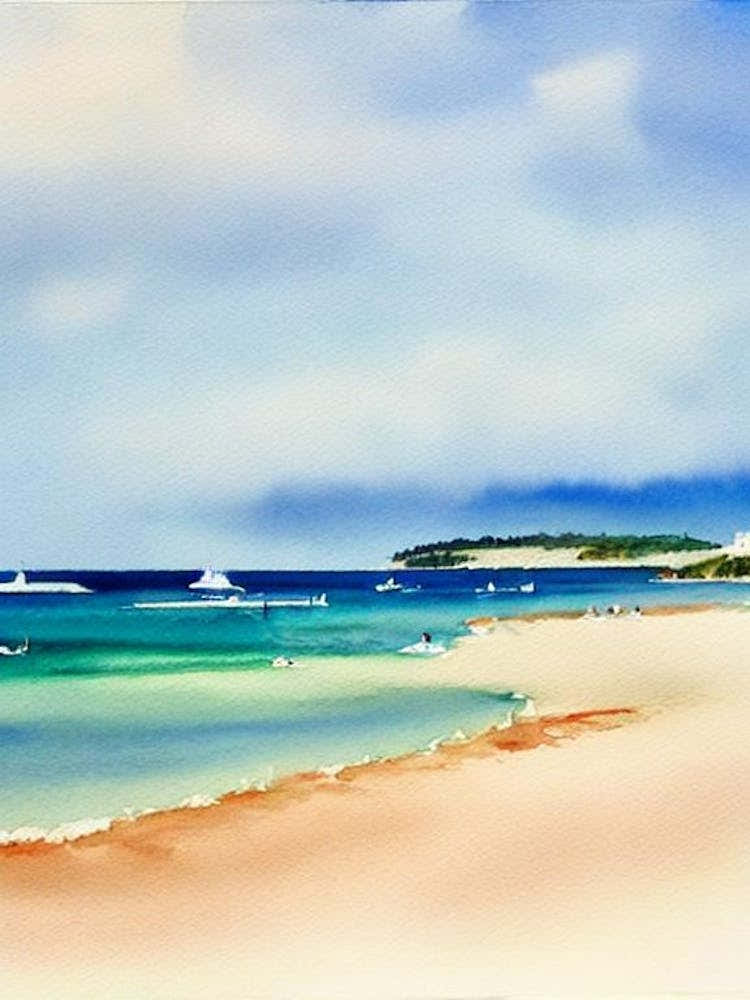 Rainbow Bay Beach, Australia Watercolour