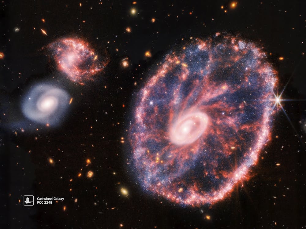 Cartwheel Galaxy, PGC 2248 (James Webb/JWST) — space poster, science poster, space photo, space art, jwst picture
