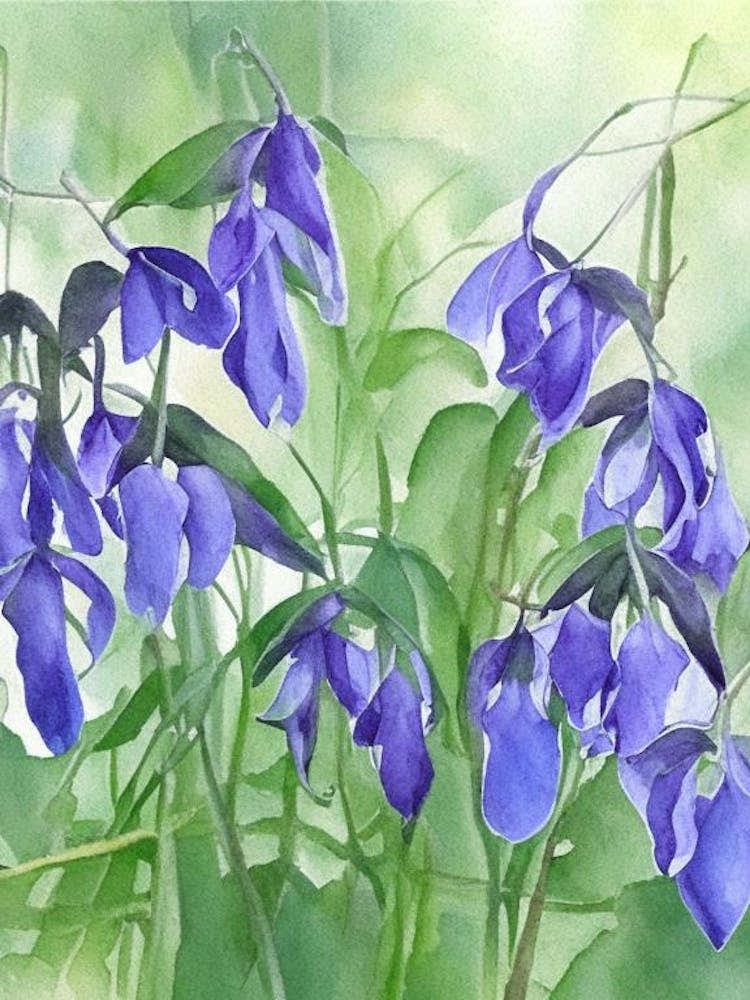 Virginia Bluebells Wildflower Watercolour