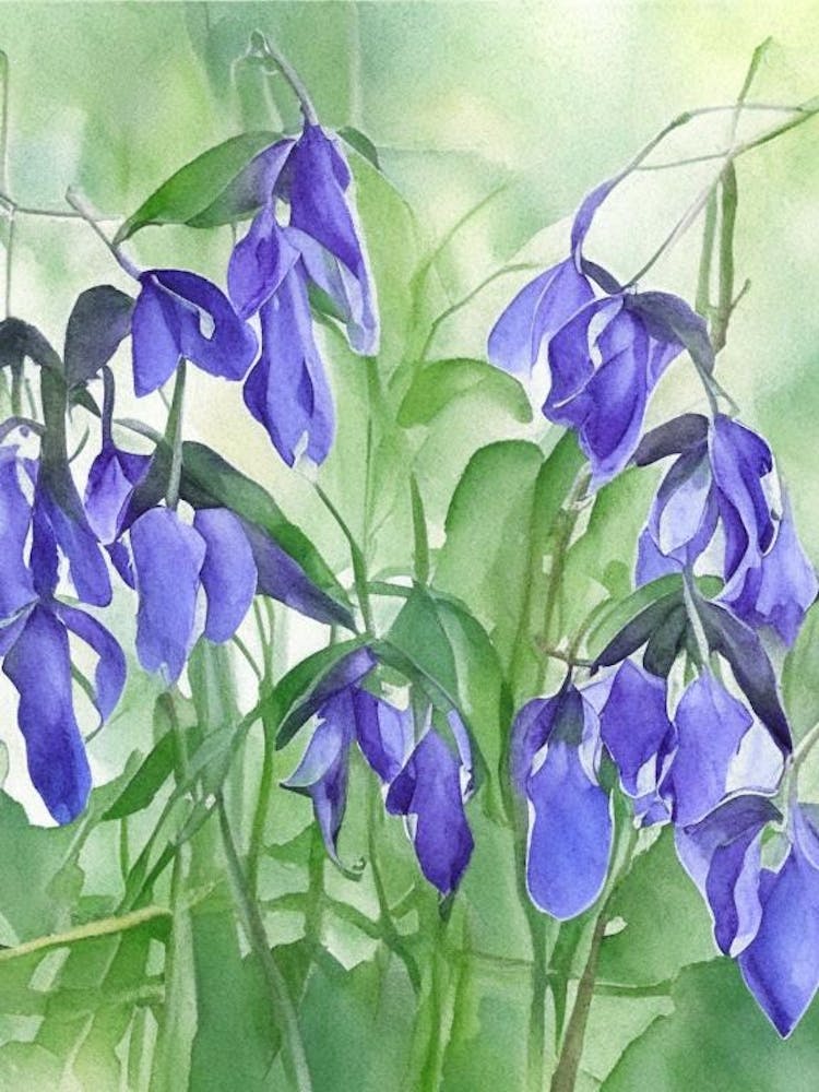 Virginia Bluebells Wildflower Watercolour